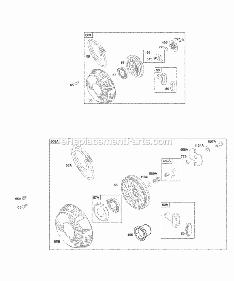 Rewind Starters Diagram and Parts List for 294442-0360-01  Briggs and Stratton Engine